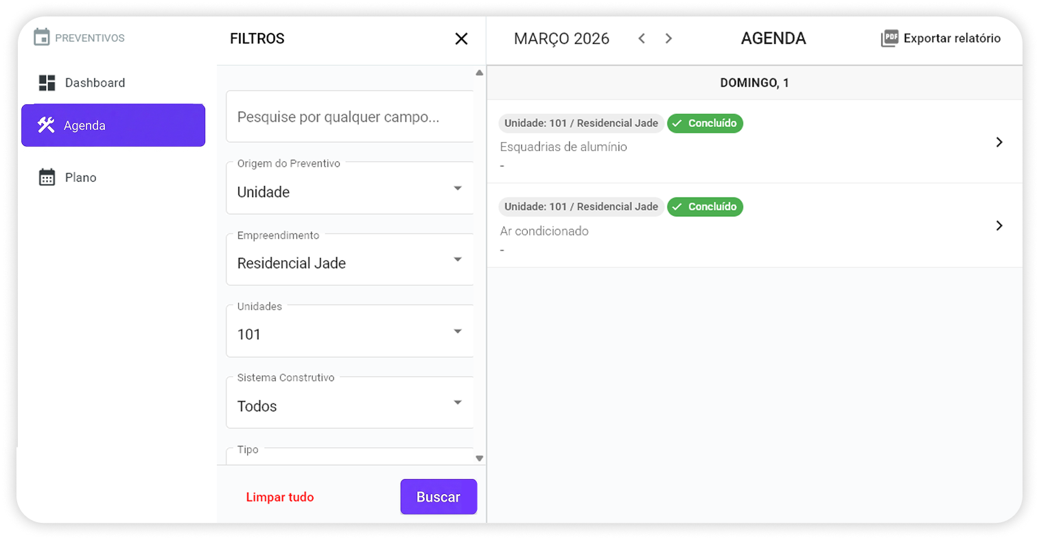 Controle das Manutenções
