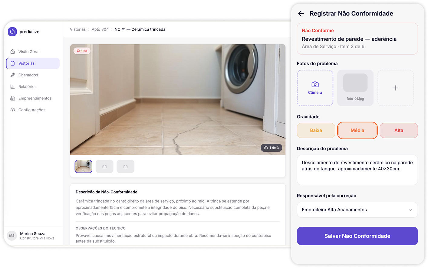 Registro de Não Conformidades